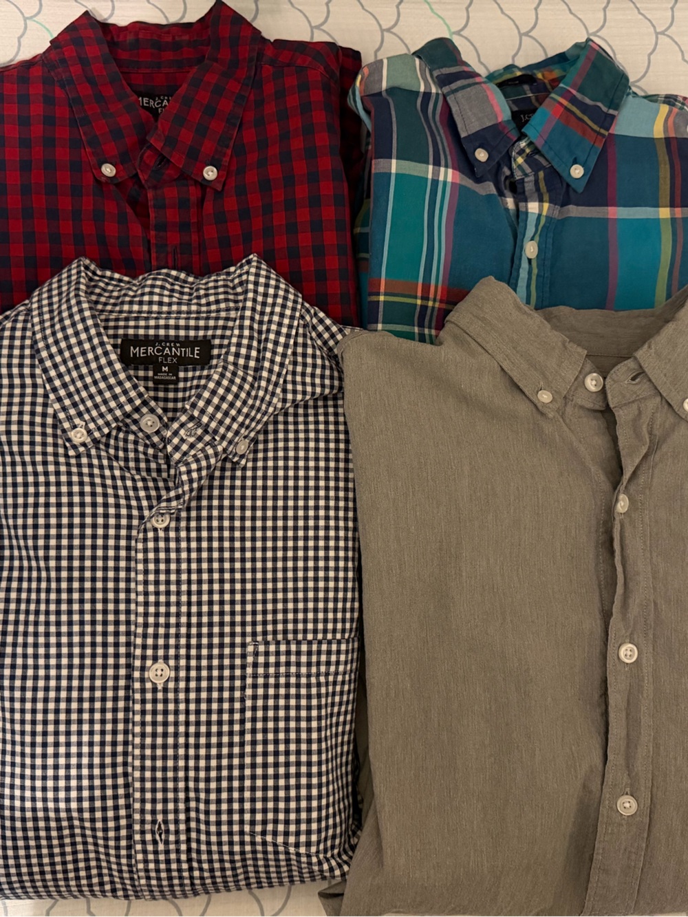 J. Crew Men's Casual Long Sleeved Button-Down Shirts - Bundle of 4